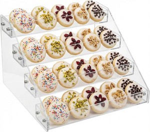 $17 4 Tier Cookie Display Stand for Cookies Display, Suitable for Bakers & Vendors, Parties, Craft Fairs and Market Booths, Clear Acrylic Tiered Cookie Display Stand Applicable to Cupcakes, Dessert Display