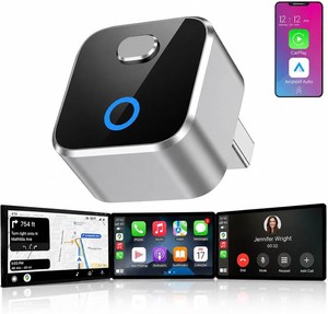 $29 Wireless CarPlay Adapter for iPhone, 2-in-1 USB Carplay Wireless Adapter for CarPlay& Android Auto Wireless Adapter, One-Click Switch User, Supports Map,Music,Spotify,etc Functional(Silver)