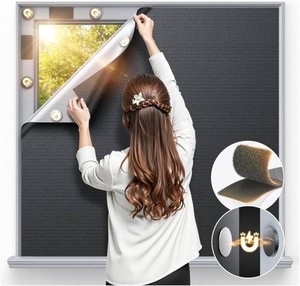 $14 Magnetic Blackout Window Cover 40 x 58 Portable Blackout Curtains for Bedroom, Temporary Black Out Shades Window Privacy Film No Drill Black Out Blinds for Media Room Travel Skylight - Blacks