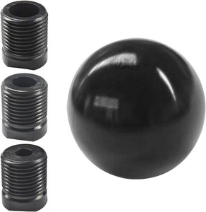 Car Round Ball Gear Shift Knob, Aluminum Alloy Gear Shift Stick Head for Most Manual Vehicles with 3 Adapters M8, M10, M12 (Black)