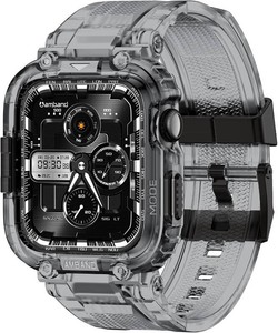 $19 amBand Compatible with Apple Watch Series 1110 42mm Bands Case for Men Women, M1 Sport Rugged Protective Cover Tactical Strap Military Protector Bumper for iWatch Accessories - Crystal Black