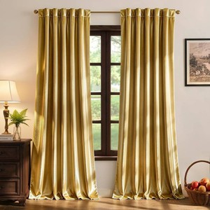 $42 MIULEE Velvet Curtains 96 inches - Luxury Curtains for Bedroom Living Room Room Darkening Thermal Insulated Super Soft Window Drapes Rod Pocket & Back Tab, Golden, W52 x L96 inches, 2 Panels