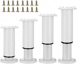 $23 4PCS Adjustable 7.08-12.2 Inch Metal Furniture Legs White Furniture Replacement Foot Legs for Kitchen Cabinet Sofa Bed Desk Table Feet Support(White)