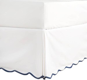 $20 HIG Off-White Chic Full Bed Skirt - Easy Fit Scallop Edge Pleated Bedskirts, 14 Inch Drop Anti-Slip Dust Ruffle, Thick Fabric for Enhanced Privacy, Pre-Washed for Long-Lasting Use(N60022)