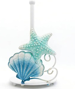 $22 Coastal Paper Towel Holder Coastal Kitchen Decor Beach Kitchen Decor Beach Decorations for Home Starfish & Shell 3D Metal Paper Towel Holder Countertop