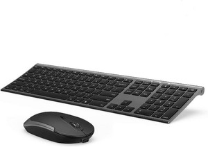 $32 Wireless Keyboard and Mouse, Vssoplor Rechargeable Quiet Full-Size Keyboard and Mouse Combo Set Ultra Slim Design for Laptop, PC, Notebook, Desktop-Dark Gray