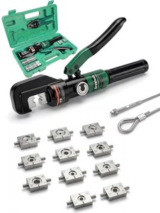 $50 10-Ton Hydraulic Wire Rope Crimping Tool,Hydraulic Swaging Tool, 11 Dies for 364-316 Double Barrel Sleeves & Stainless Steel Cable Railing Terminals, Professional Rigging Swager