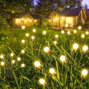 $30 6-Pack Garden Solar Lights, 48 LED Solar Lights Outdoor for Garden Decor, Waterproof Firefly Light Outdoor (Sway by Wind), Swaying Light for Outside Yard Pathway Landscape Decorations (Warm White)