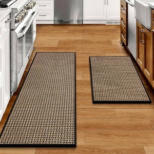 $28 eqivei Kitchen Rugs and Mats Non Skid Washable Set of 2 PCS, Absorbent Runner Rugs for Kitchen, Front of Sink, Kitchen Mats for Floor, 17.3x 4717.3x 29 (Black)