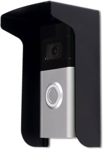 $17 Outdoor Black Doorbell Rain Anti-Glare Cover, Steel Weather-Blocking Camera Cover Glare Sun Shade Protection for Most Video Doorbells(Inward fold)