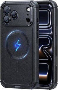 $16 ESR for iPhone 17 Pro Max Phone Case, 23ft Military-Grade Drop Protection, Shock-Absorbing Rugged Cover, MagSafe Accessories Compatible, Cyber Series, Black