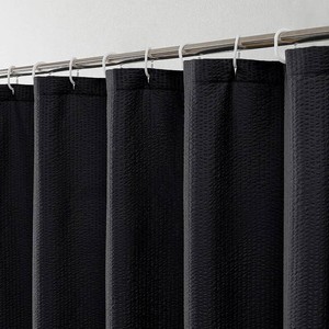 OWENIE Black Shower Curtain for Bathroom 72x72 Inch, 3D Embossed Textured Waffle Fabric Shower Curtains, Soft Hotel Farmhouse Style, Water Repellent, Machine Washable, Black, 72 W x 72 L