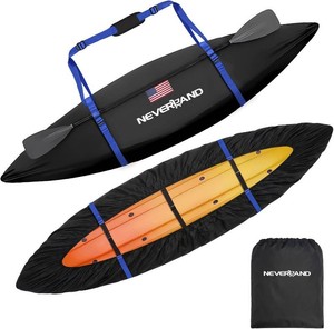 $29 NEVERLAND 600D Waterproof Kayak Cover - Heavy Duty Kayak Covers for Outdoor Storage, UV, Dust & Fade Resistant Kayak Accessories for Kayak, Canoe & SUP, Black, 10.8-12 ft