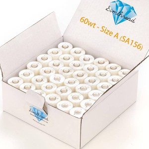 $20 Simthread 144pcs Embroidery Pre-Wound Bobbins Thread, Class 15 Type A Size SA156, Polyester White 60 wt, Compatible with Bernina Pfaff Ambition BabyLock Brother Embroidery Sewing Machines Plastic Side