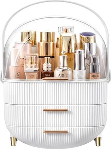 $22 Makeup Organizer Skincare Organizers - Cosmetic Display Cases with Transparent Cover, SkinCare Organizers for Bathroom Countertop, Bedroom Vanity Desk, Lipstick Organizer, White
