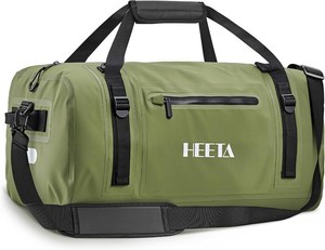 $48 HEETA Waterproof Motorcycle Dry Bag, Waterproof Duffel Luggage Travel Bags with Zippered Closure & Pocket, Shoulder Straps, Large Space for Motorcycling Camping Commuting Boating (Green, 50L)