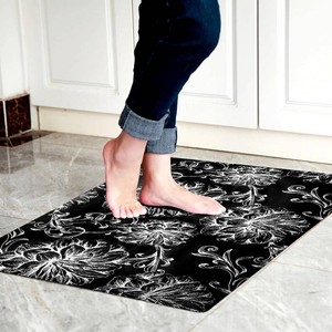 $39 Smart Water Barrier Tech 0.1 Premium Ultra Thin Door Mat, Stays Waterproof Until Pressed, Proven Multi-Year Durability, Low Profile Washable Non Slip Kitchen Mat, 24 35, Baroque Black
