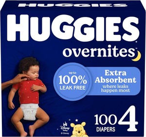$43 Huggies Size 4 Overnites Baby Diapers Overnight Diapers, Size 4 (22-37 lbs), 100 Ct, Packaging May Vary