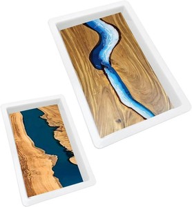 $37 Large Epoxy Mold 15.8  9.8  3 inch and 11.3  7.5  2 inch, Cutting Board Molds for Epoxy Resin, Large Reusable Resin Mold for Coffee Table, River Table, Charcuterie Board, Art Panel