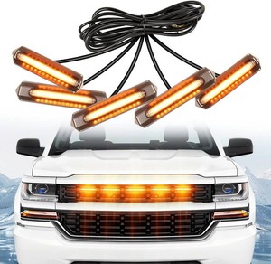 $36 5pcs LED Grille Lights For 2018 Silverado 1500 Accessories 2016 2017 Front Grill Insert Lights Bar Fit For Custom WT LT LS Not for Z71(Amber)