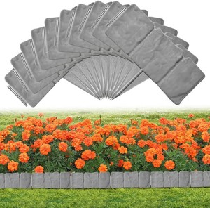 $25 Garden Landscape Edging Borders No Dig,16 ft Lawn Edging for Landscaping,Plastic Fencing Lawn Border,Imitation Stone Fence for DIY Outdoor Patio Balcony Yard Landscaping (20pcs, Gray)