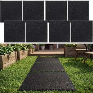 $60 Nuanchu 8 Pcs 12 x 12 Inch Rubber Stepping Stones Outdoor Garden Walkway Non-Slip Durable Rubber Pavers for Patio, Pathway, and Landscaping, Weatherproof Stepping Stones for Easy Installation(Square)