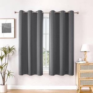 $18 ChrisDowa Small Window Curtains 40 inches Long for Bedroom - Grommet Short Thermal Insulated Room Darkening Curtains for Kitchen (2 Panels, Grey, 29 x 40 Inch)