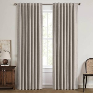 $24 MIULEE 100% Blackout Curtains for Bedroom, Linen Solid Luxury Decor Thermal Insulation Room Darkening Drapes for Living Room Back Tab Rod Pocket 42 x 84 Inches, 2 Panels,Greige