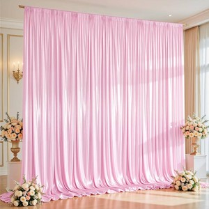 $27 10x10ft Pink Glitter Backdrop Curtain or Parties, Wrinkle Free Satin Photo Backdrop Drapes 2 Panels 5x10FT Shimmer Back Drop Cloth for Baby Shower Wedding Birthday Photography Background Decor