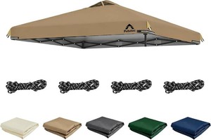 $42 10x10ft Canopy Replacement Top Cover with Air Vent, UV Protected & Waterproof Pop-up Canopy Roof, Adjustable Elastic Straps for Outdoor Patio Garden Sun Shade Tent (Frame not Include) (Khaki)