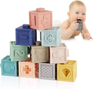 $15 Mini Tudou Baby Blocks Soft Building Blocks Baby Toys Teethers Toy Educational Squeeze Play with Numbers Animals Shapes Textures 6 Months and Up 12PCS