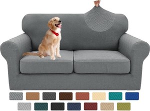 $42 XINEAGE 2026 New 3 Pieces Couch Covers for 2 Cushion Sofa Super Stretch Loveseat Slipcover Pet Dog Universal Slip Cover Anti Slip Love Seat Furniture Protector (Light Gray, 55-69)