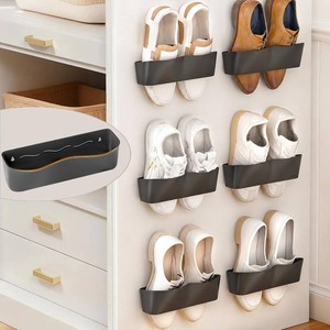 $26 Wall Mounted Shoe Rack, Adhesive & Drill Mount Hanging Shoe Organizer, Plastic Shoe Storage for RV, Camper, Closet & Door, Patent Protected, PATENT PROTECTED, Black-6Pack
