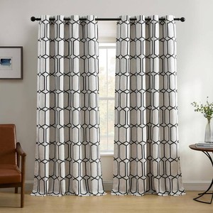 $22 Elrene Home Fashions Kaiden Geometric Room-Darkening Window Curtain, Single Panel, 52 W x 95 L (1 Panel), Black