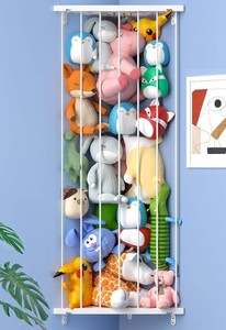 $11 Corner Stuffed Animal Storage for Kids Room - Length Adjustable Wall Stuffed Animal Organizer - Plush Toy Holder Shelf for Nursery Playroom Bedroom (White)