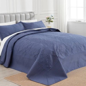 $60 ENJOHOS Oversized King Bedspreads 128x120, California King Quilt Sets, Extra Wide Large King Size Quilts for Bed, Lightweight Reversible Microfiber 3Pieces Cal King Navy Blue Quilt