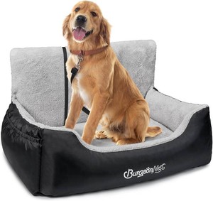 $45 BurgeonNest Dog Car Seat for MediumLarge Dogs Under 55 lbs, Soft Pet Car Travel Home Bed, Fully Detachable and Washable Booster Carseats with Storage Pockets and Clip-On Leash Portable Carrier,Black