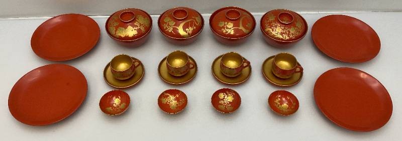 1920s Urushi Maki-E JAPAN Rice Bowls, Plates, Sake Cups And More