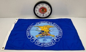2 x 3 National Rife Association Nylon Flag (New) And Battery Operated Wall Clock 12