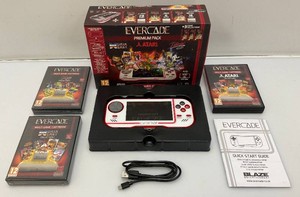 NEW-NEW-NEW Evercade Premium Pack Handheld Retro Games Concole Includes ATARI (One Game Opened Others Factory Sealed)