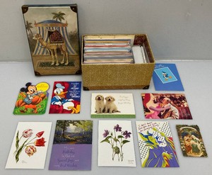 Misc. 1980s Greeting Cards Including DISNEY And More In Heavy Duty Storage Box