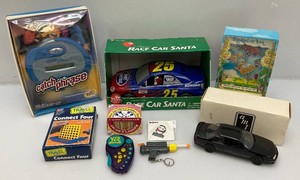 Misc. Toys Including Animated Race Car Santa NIB And More