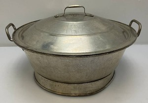 AntiqueVintage Early Tin Farmhouse Dough Riser PanBowl With Vented Lid.