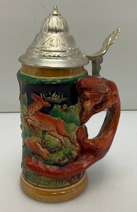 Vintage Fox Handled Beer Stein With Lid Made In Germany 8 12