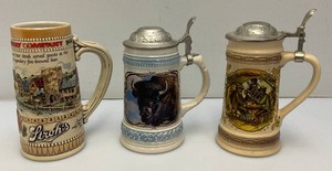 Three Misc. Beer Steins Including Gerz, Strohs 7 12 And More