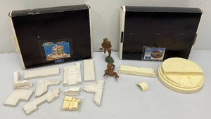 Very Old Elastolin Solder 5, Cowboy Stagecoach Driver And Miniature Soldier Building Kit And Bridge Kit