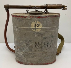 Vintage D.N.R. Stamped Backpack Fire Pump Galvanized With Brass Pump 7 x 14 x 15