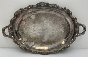 Large Heavy Silver Plated Platter With Engraving TC Minute Men 1972 Player Of The Year 20 x 30