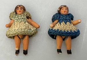 Antique Pair Of CARL HORN Miniature Dolls, Hertwig, Bisque Miniatures