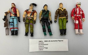 Misc. 1980s GI Joe Action Figures Including Dailtone, General Flagg, Lifeline, Monkeywrench And Zanzibar